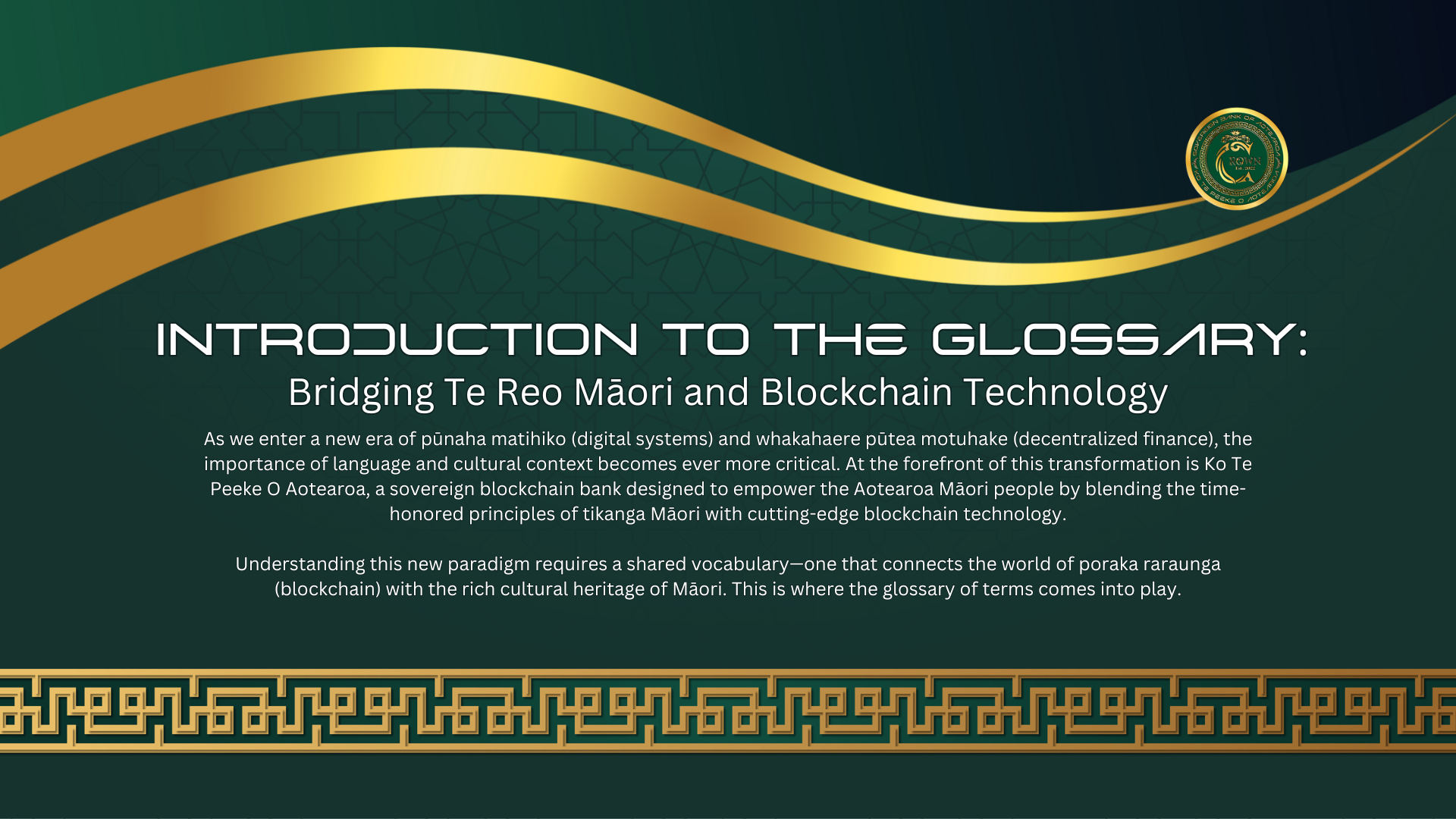 Introduction to the Glossary: Bridging Te Reo Māori and Blockchain Technology